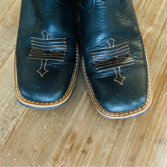ARIAT Boots Western Cowboy Boots Kids Black with Embroidered Design Size 1 - Picture 9 of 10